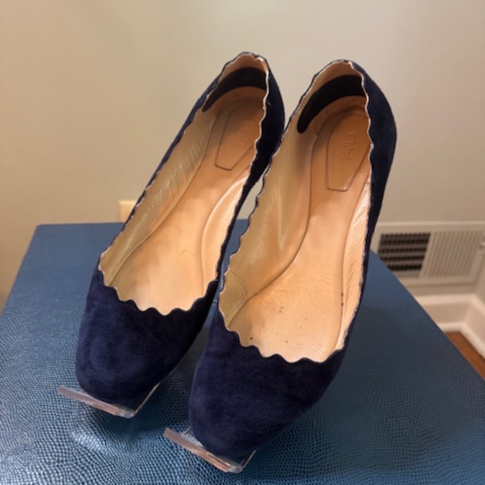 Chloe Lauren ballet flat, navy suede, Size 37